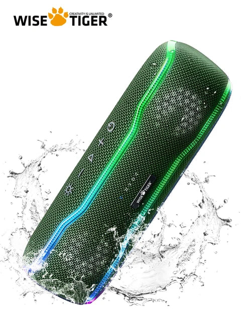 Premium Outdoor-Lautsprecher: Tragbar, IPX7 Wasserdicht, 25W, Buntes Licht, BT 5.3 Stereo-Soundbox | Kompatibel mit Apple
