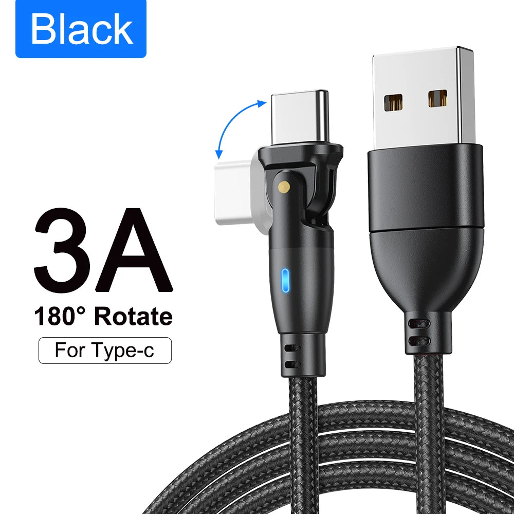 High Durability & Premium 3A Schnellladekabel Typ C für Samsung 180 Rotation Apple iPhone Kabel Realme - Phone Heaven Zone