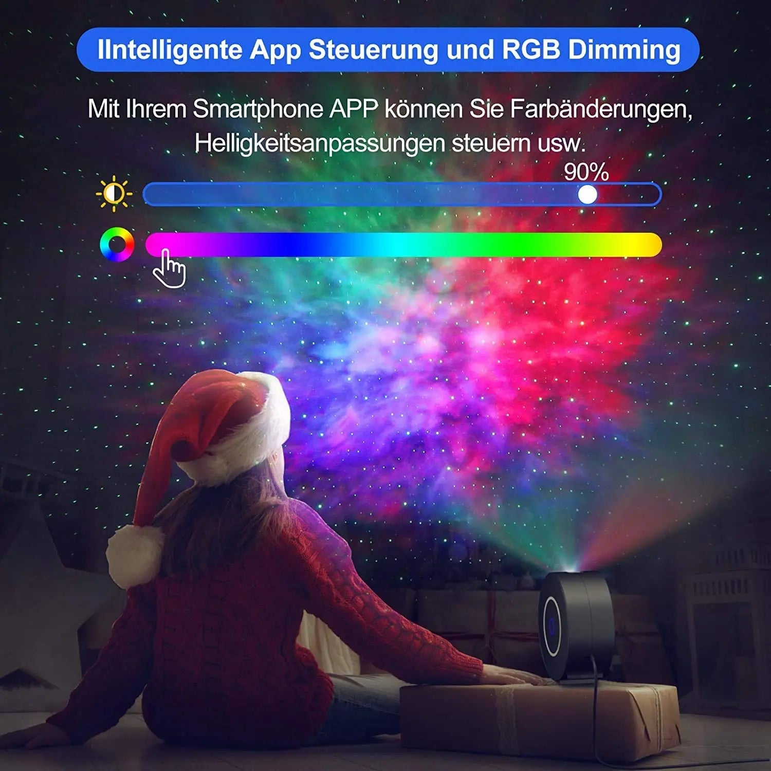 Premium Sterne-Projektor Licht: Buntes Nebelwolken-Nachtlicht, Dynamisches Galaxien-Sternennachtlicht für Schlafzimmer, Spielzimmer