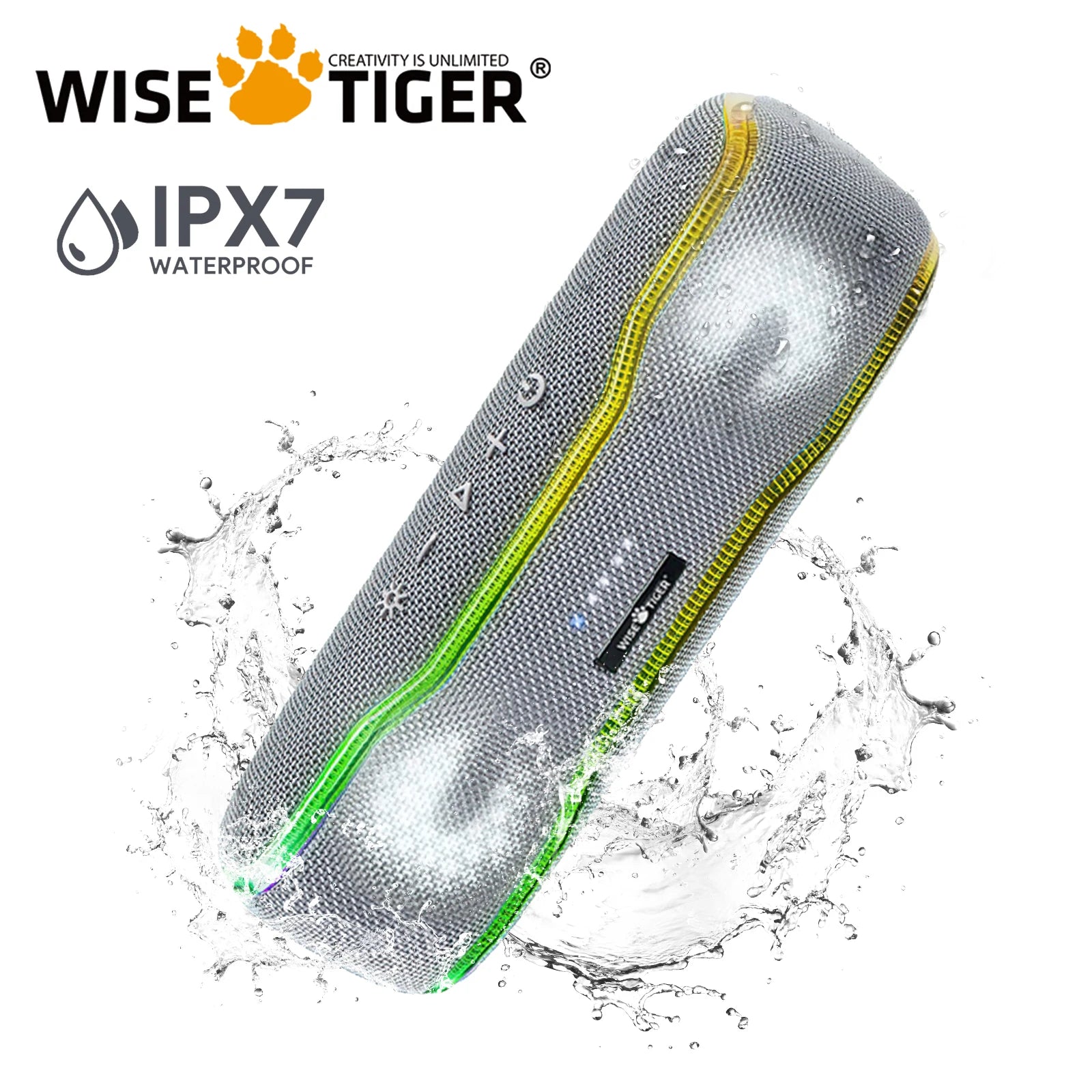 Premium Outdoor-Lautsprecher: Tragbar, IPX7 Wasserdicht, 25W, Buntes Licht, BT 5.3 Stereo-Soundbox | Kompatibel mit Apple