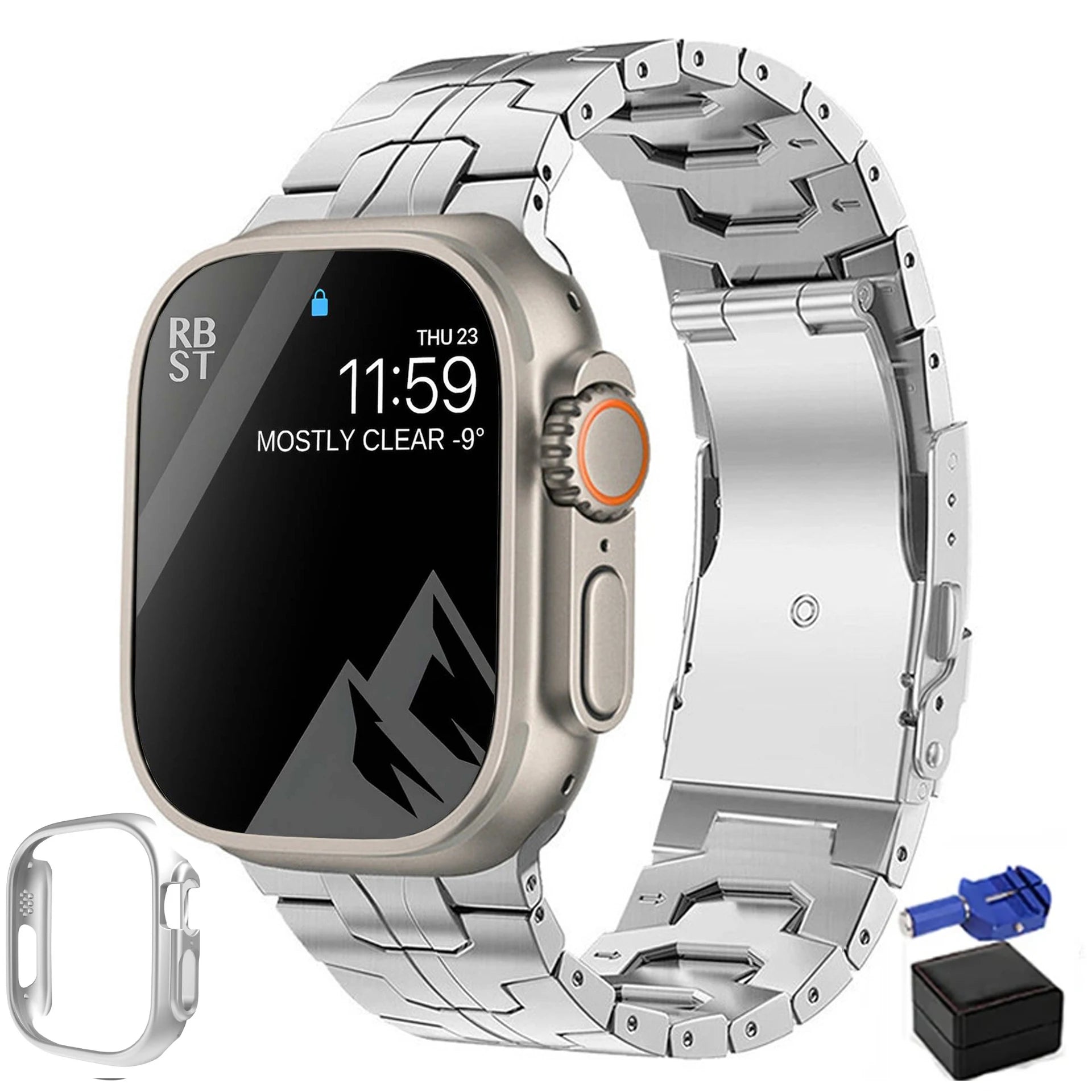Luxus Apple Watch Armband 41mm 45mm 40mm 44mm - Herren Business Edelstahl-Armband für iWatch Serie 9 8 7  - Phone Heaven Zone