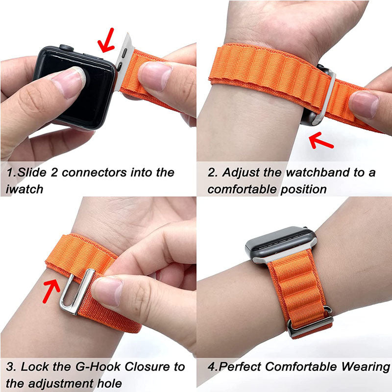 Armband für Apple Watch Serie 10/9/8/7/6/5/4/3/2/1 & Ultra 2/1, SE: 2024, 2023, 2022, 2021, 2020, 2019,  | Alpin Loop Premium