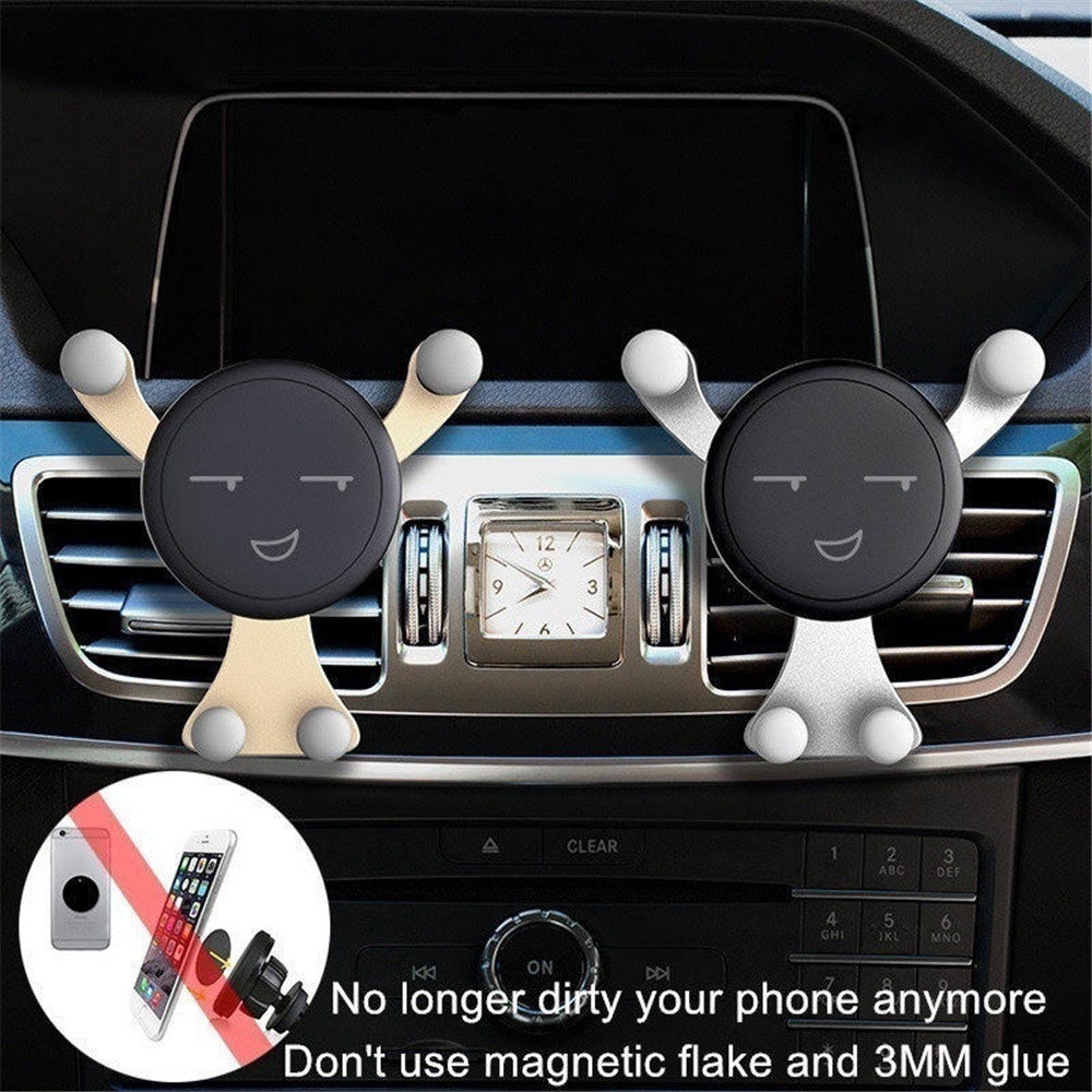 Hochwertiges Schwerkraft Auto Telefonhalter Air Vent Clip mit Lächeln Gesicht Mobilhalterung für Apple iPhone 15/14/13/12