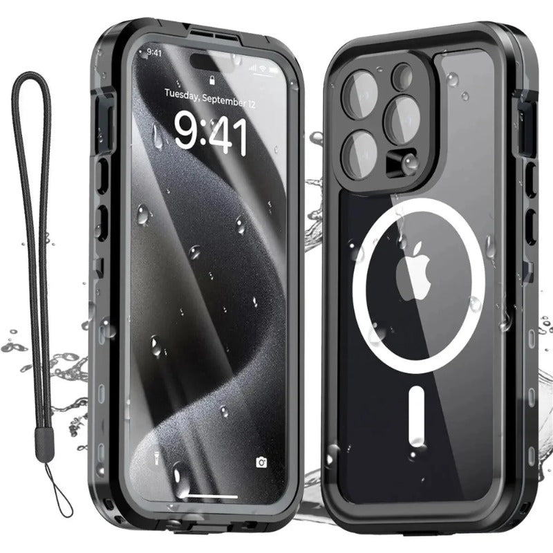 Premium IP68 Waterproof Magnetic Case with MagSafe for Apple iPhone 16/16e, 15, 14, 13, 12 Pro Max, Pro, Plus & Mini: 360° Full Protection Case, Military Armor Design | Dustproof, Shockproof Cover with Camera Protection | Ideal for Diving and Swimming