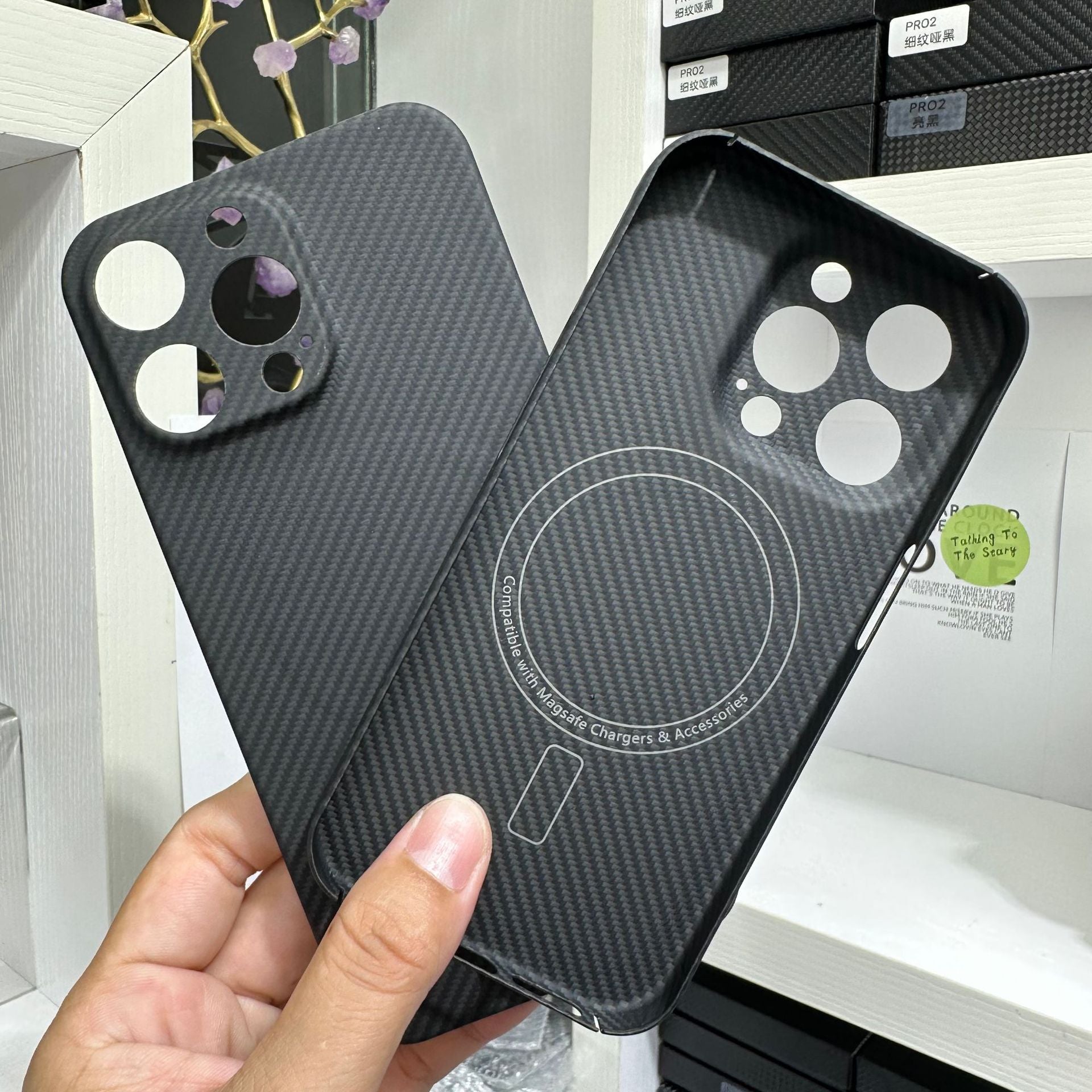 Premium Apple iPhone Case | MagSafe Compatible, Camera Lens Protection, Screen Protection | Ultra Thin, Shockproof, Magnetic, Full All-Around Protection Cover – Carbon Fiber Texture, Soft TPU, Lightweight, Waterproof, Anti-Scratch, Anti-Fingerprint