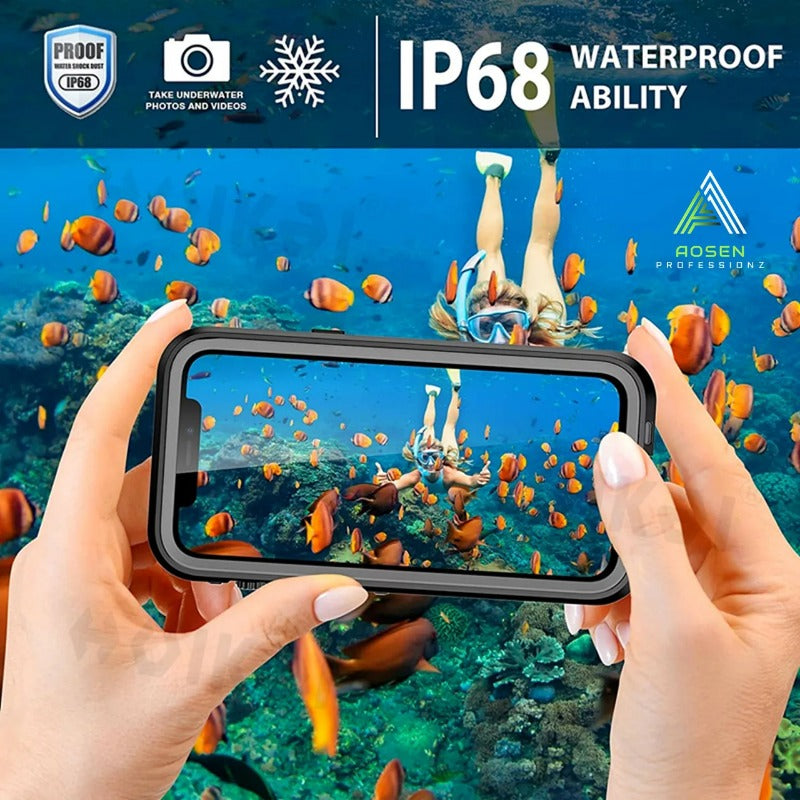 Premium IP68 Waterproof Magnetic Case with MagSafe for Apple iPhone 16/16e, 15, 14, 13, 12 Pro Max, Pro, Plus & Mini: 360° Full Protection Case, Military Armor Design | Dustproof, Shockproof Cover with Camera Protection | Ideal for Diving and Swimming