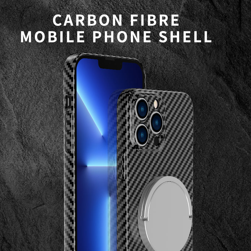 Luxury Ultra-Thin Carbon Fiber iPhone Case | MagSafe Case with 360-Degree Protection & Camera Lens Protection for Apple iPhone 16/15/14/13/12 Pro Max, Pro, Plus, e & Mini Cover | Shockproof Phone Case with Armor Shell & Bumper Cover