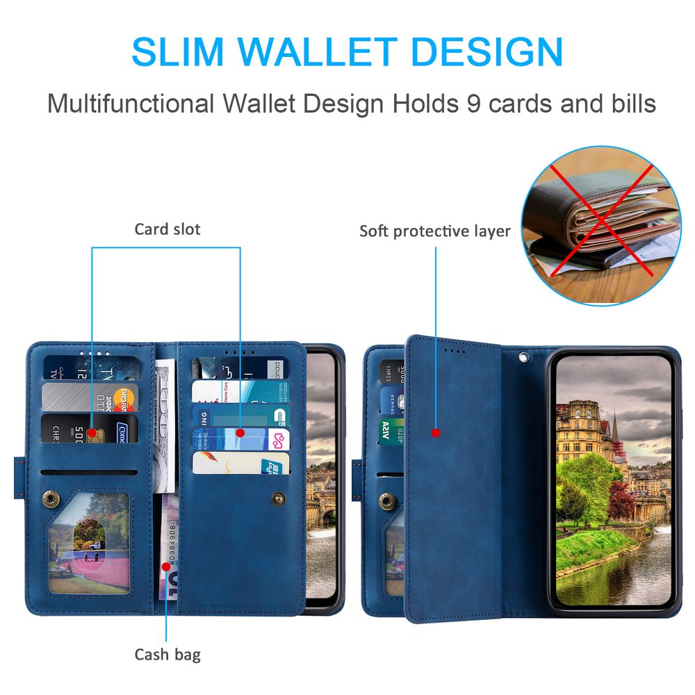 High-Quality Leather iPhone Case with Zipper, Card Holder, Stand, and Strap | Flip Cover Case for Apple iPhone 16/16e, 15, 14, 13, 12 Pro Max, Pro, Plus & Mini - Versatile Protective Cover