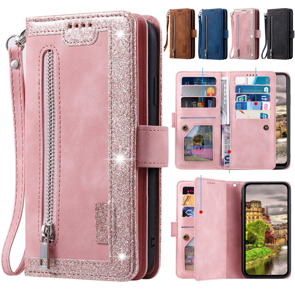 High-Quality Leather iPhone Case with Zipper, Card Holder, Stand, and Strap | Flip Cover Case for Apple iPhone 16/16e, 15, 14, 13, 12 Pro Max, Pro, Plus & Mini - Versatile Protective Cover