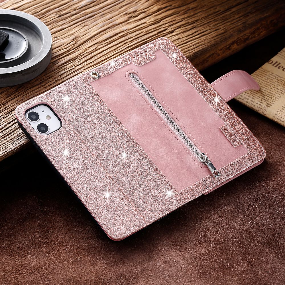 High-Quality Leather iPhone Case with Zipper, Card Holder, Stand, and Strap | Flip Cover Case for Apple iPhone 16/16e, 15, 14, 13, 12 Pro Max, Pro, Plus & Mini - Versatile Protective Cover
