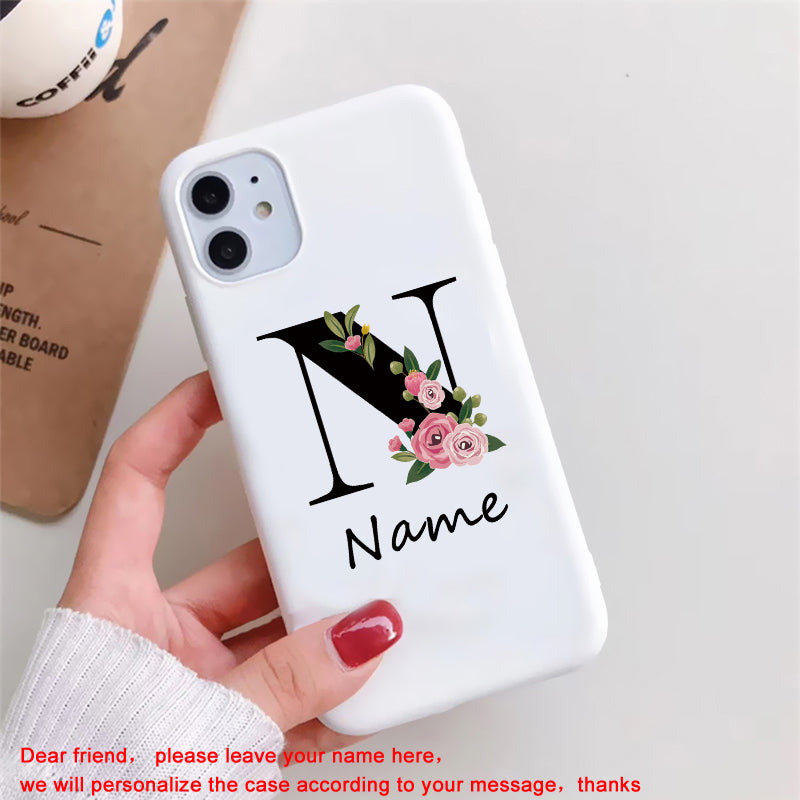 Personalized Luxury iPhone Case for Apple iPhone 16/16e, 15, 14, 13, 12 Pro Max, Pro, Plus & Mini Cover | Custom Name & Initials with Elegant Floral Design | MagSafe Compatible | Premium Camera Protection | Tempered Glass | Stylish Protective Case