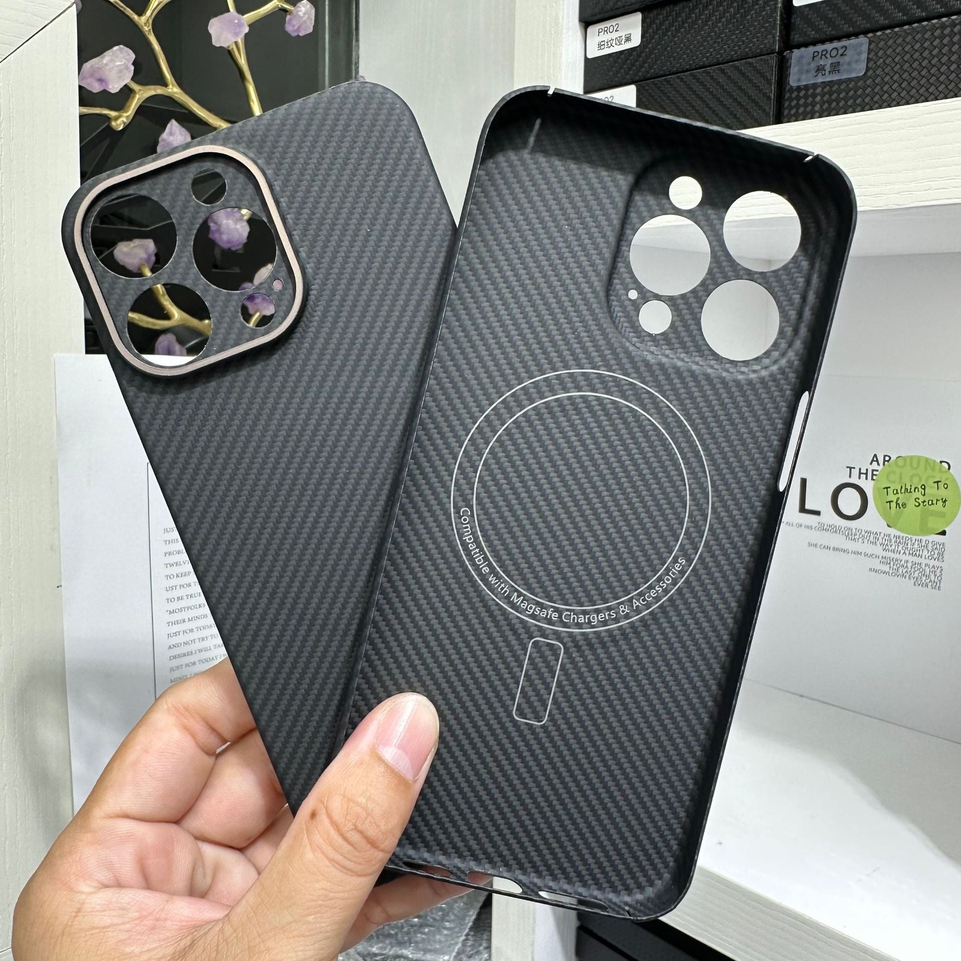 Premium Apple iPhone Case | MagSafe Compatible, Camera Lens Protection, Screen Protection | Ultra Thin, Shockproof, Magnetic, Full All-Around Protection Cover – Carbon Fiber Texture, Soft TPU, Lightweight, Waterproof, Anti-Scratch, Anti-Fingerprint
