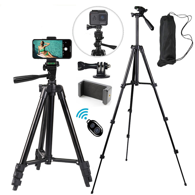 NA-3120 Telefon Stativ 40 Zoll für Gopro iPhone Samsung Xiaomi Huawei - Hochwertiges Aluminium Reise Tripode Par