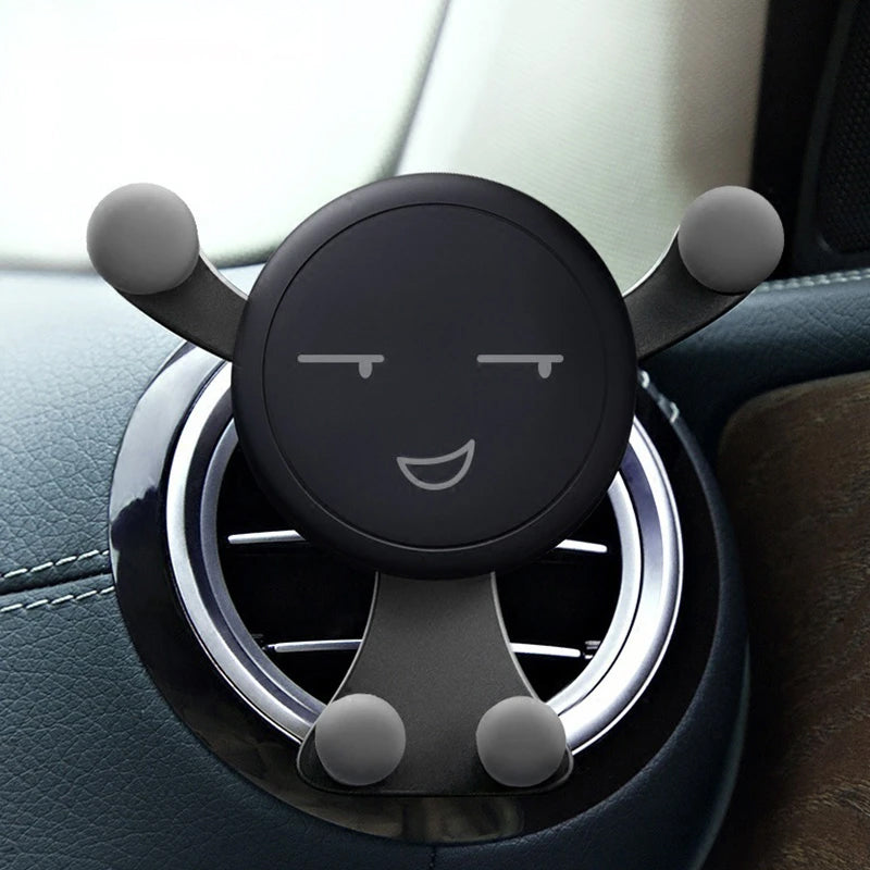 Hochwertiges Schwerkraft Auto Telefonhalter Air Vent Clip mit Lächeln Gesicht Mobilhalterung für Apple iPhone 15/14/13/12