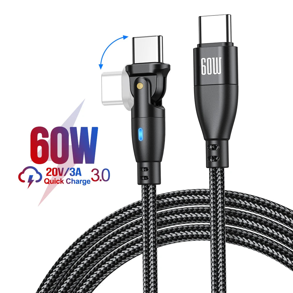 High Durability & Premium 3A Schnellladekabel Typ C für Samsung 180 Rotation Apple iPhone Kabel Realme - Phone Heaven Zone