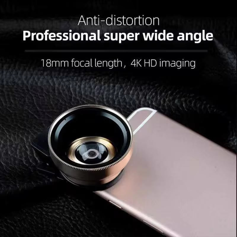 Hochwertiges 2-in-1 Universal-Clip 37mm Handyobjektiv: 0,45x 49UV Super-Weitwinkel + Makro HD, für Smartphones |
