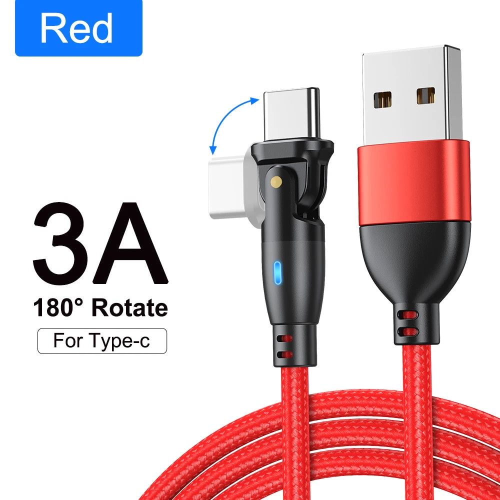 High Durability & Premium 3A Schnellladekabel Typ C für Samsung 180 Rotation Apple iPhone Kabel Realme - Phone Heaven Zone