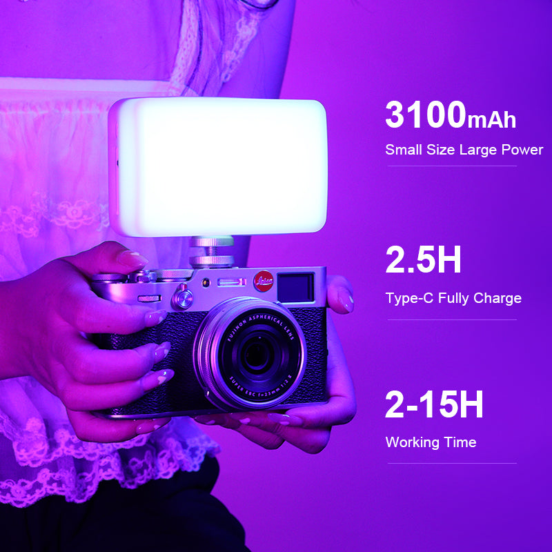 Luxus VL120 RGB LED Videolicht für Kamera, Apple iPhone 15/14/13/12/11 Pro Max Plus Mini, Samsung, Android, Vollfarbig,