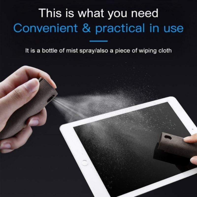 2-in-1 Premium Mikrofaser Bildschirmreiniger Sprayflasche & Mikrofasertuch für Handy, iPhone, iPad, MacBook, Laptop, Computer