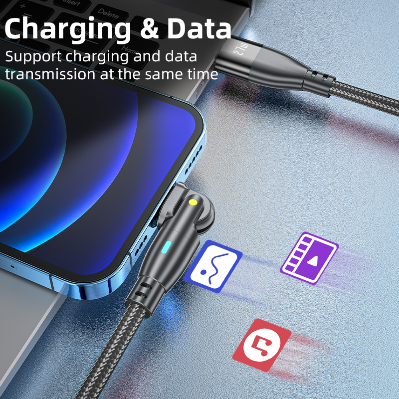 High Durability & Premium 3A Schnellladekabel Typ C für Samsung 180 Rotation Apple iPhone Kabel Realme - Phone Heaven Zone