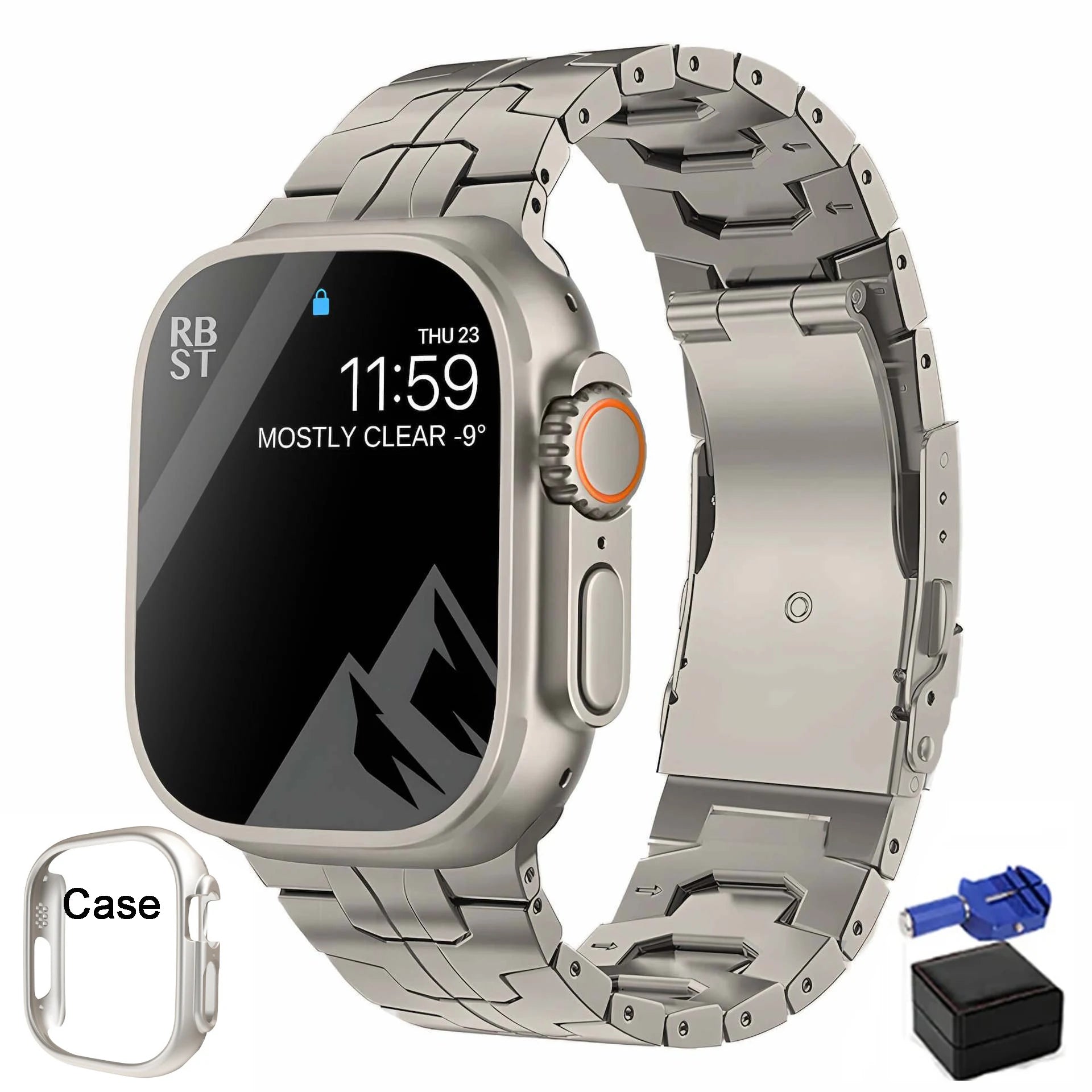 Luxus Apple Watch Armband 41mm 45mm 40mm 44mm - Herren Business Edelstahl-Armband für iWatch Serie 9 8 7  - Phone Heaven Zone