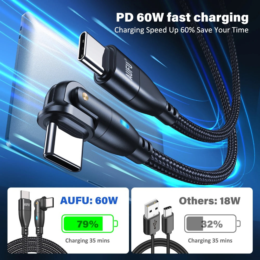 High Durability & Premium 3A Schnellladekabel Typ C für Samsung 180 Rotation Apple iPhone Kabel Realme - Phone Heaven Zone