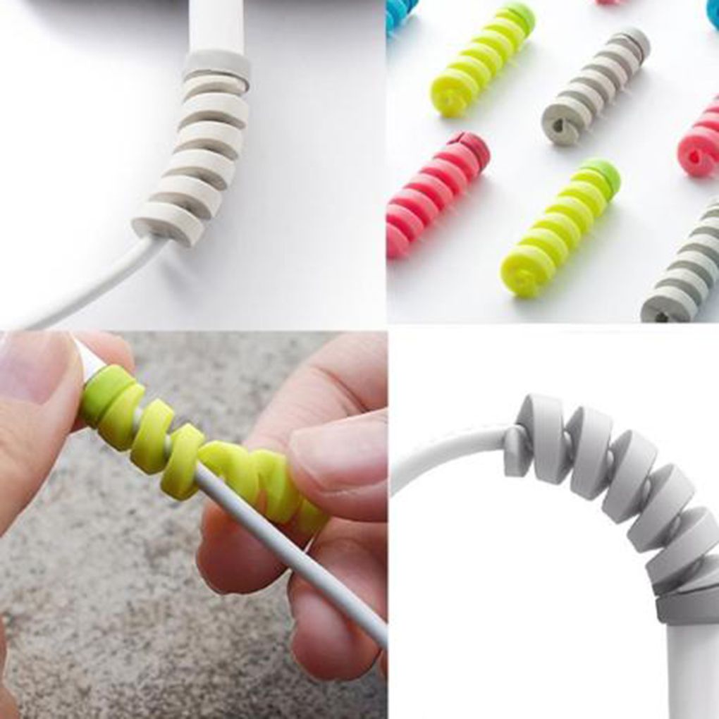 Premium 1/12 Stück Kabelschutz: Universaler Silikon Datenkabel Spiralwickler für Apple iPhone, USB Ladegerät – Drahtkabel